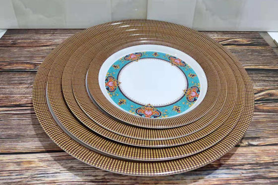 BPA Serbest Mavi Çiçek Tasarımı 12pcs Tabaklar ve Kasalar Melamine Yemek Cihazları Ayarları Kamp Masa Cihazları Bulaşık makinesi Kasası