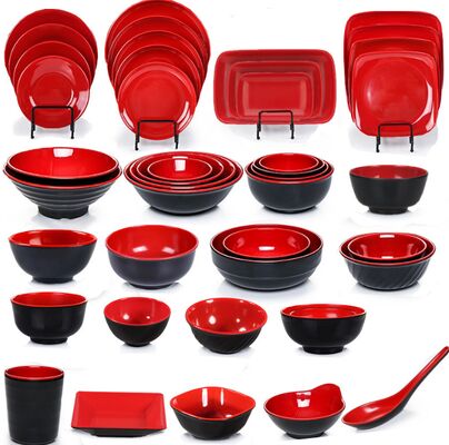 İyi bir fiyat. Kırılmaz Kırmızı Siyah Melamine Restoran ve Ev Masa Tablosu Setini Yapmak İçin Yüksek Saflıklı Melamine Tozu çevrimiçi